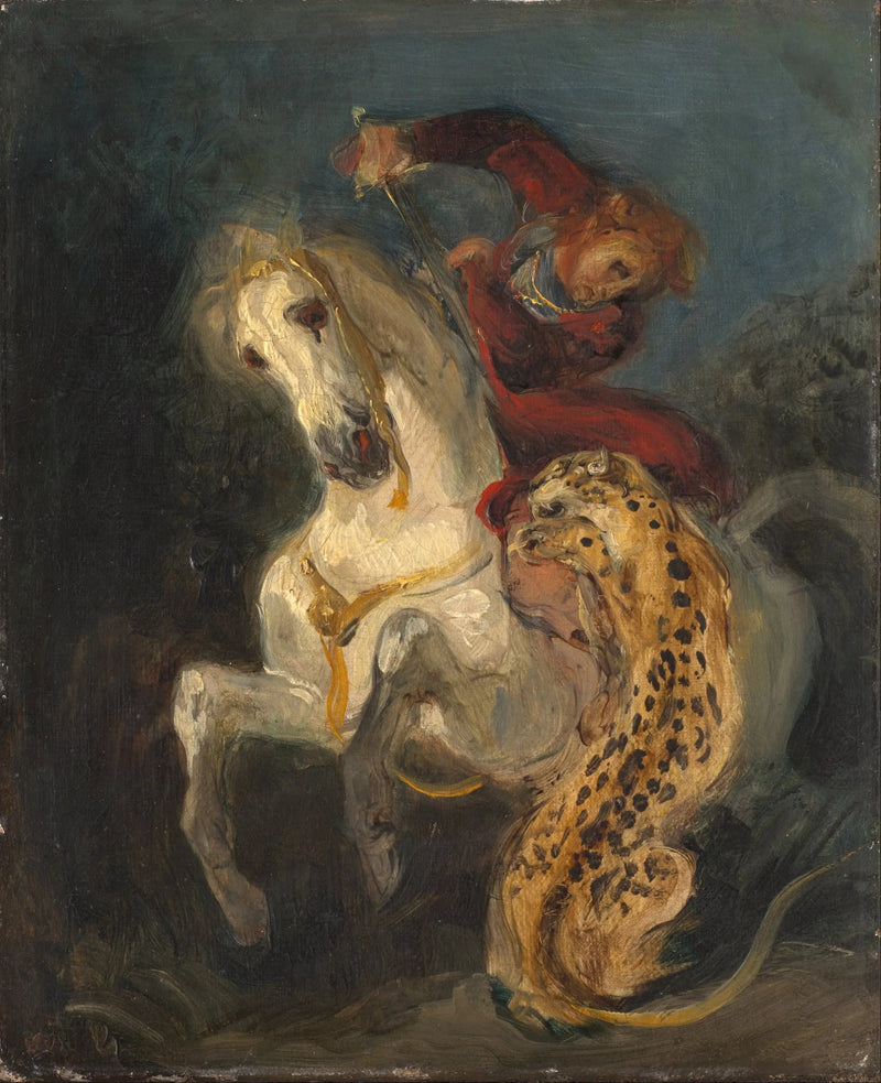 Ratsastaja, jota hyökkää jaguaari - Eugène Delacroix