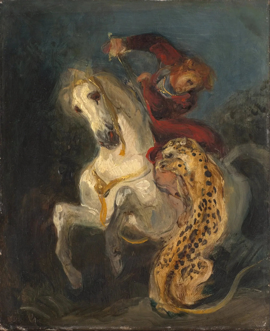 Ratsastaja, jota hyökkää jaguaari - Eugène Delacroix