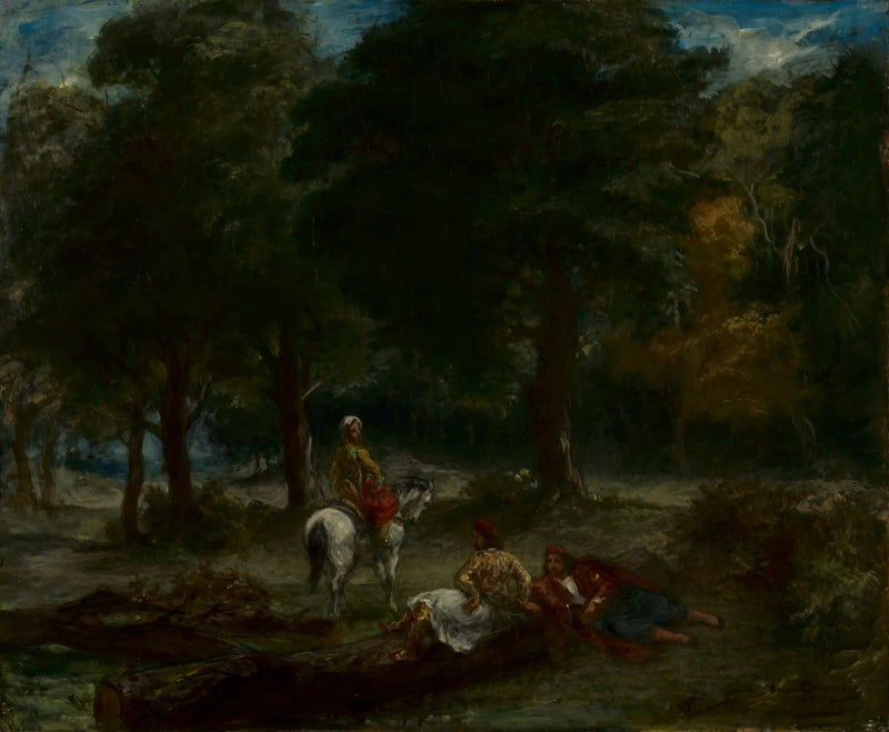 Kreikkalaiset ratsastajat levossa metsässä - Eugène Delacroix