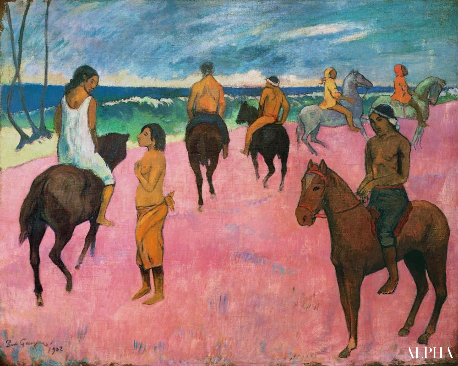Ritarit rannalla - Paul Gauguin - Korkealaatuiset taulujen ja maalauksien reproduktiot