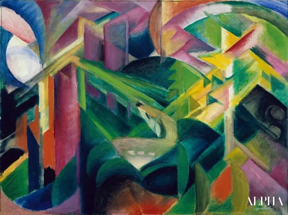 Cerf dans le jardin d'un monastère - Franz Marc - Reproductions de tableaux et peintures haut de gamme