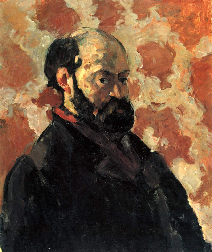 Taiteilijan muotokuva vaaleanpunaisella taustalla - Paul Cézanne