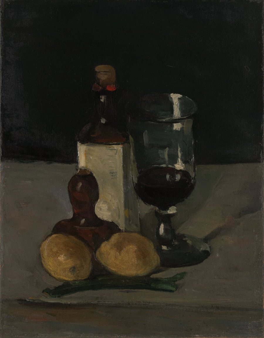 Pullo, lasi ja sitruunat - Paul Cézanne