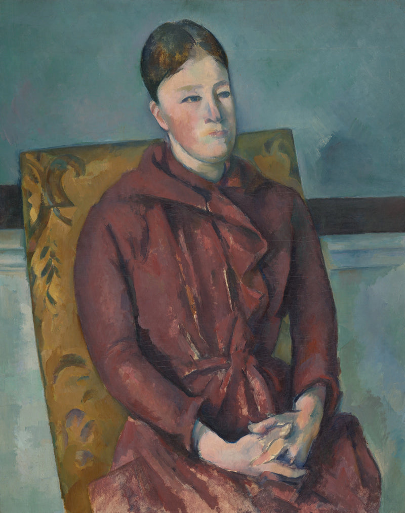 Rouva Cézanne punaisessa mekossa - Paul Cézanne