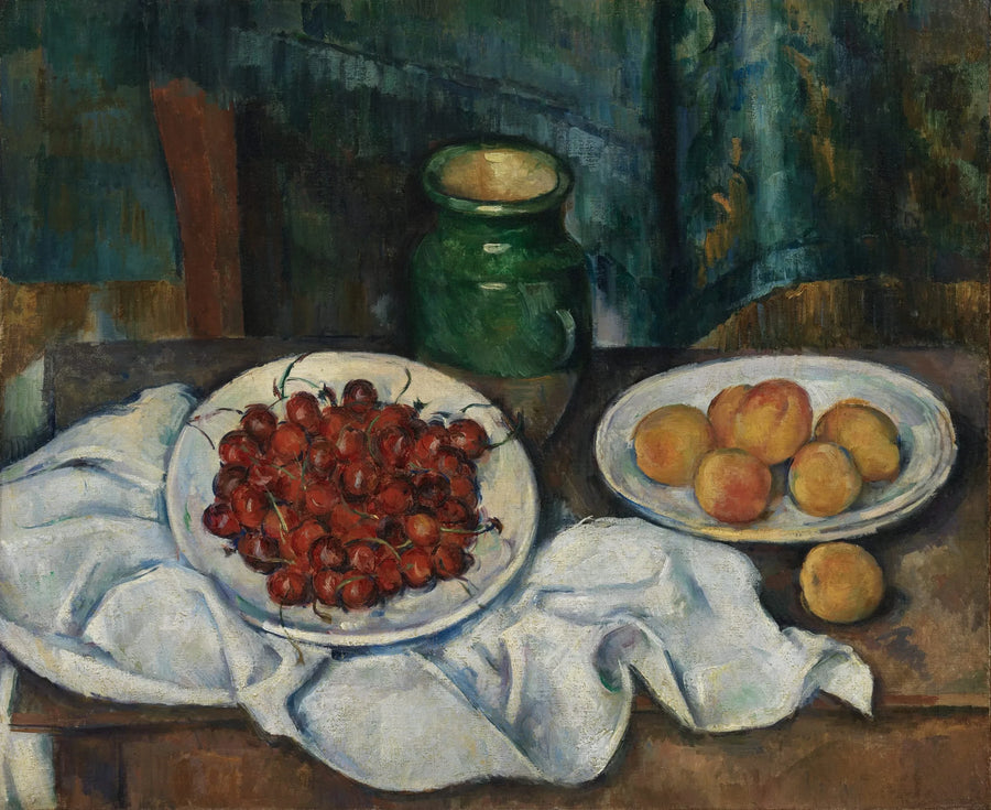 Aprikoosit ja kirsikat lautasella - Paul Cézanne
