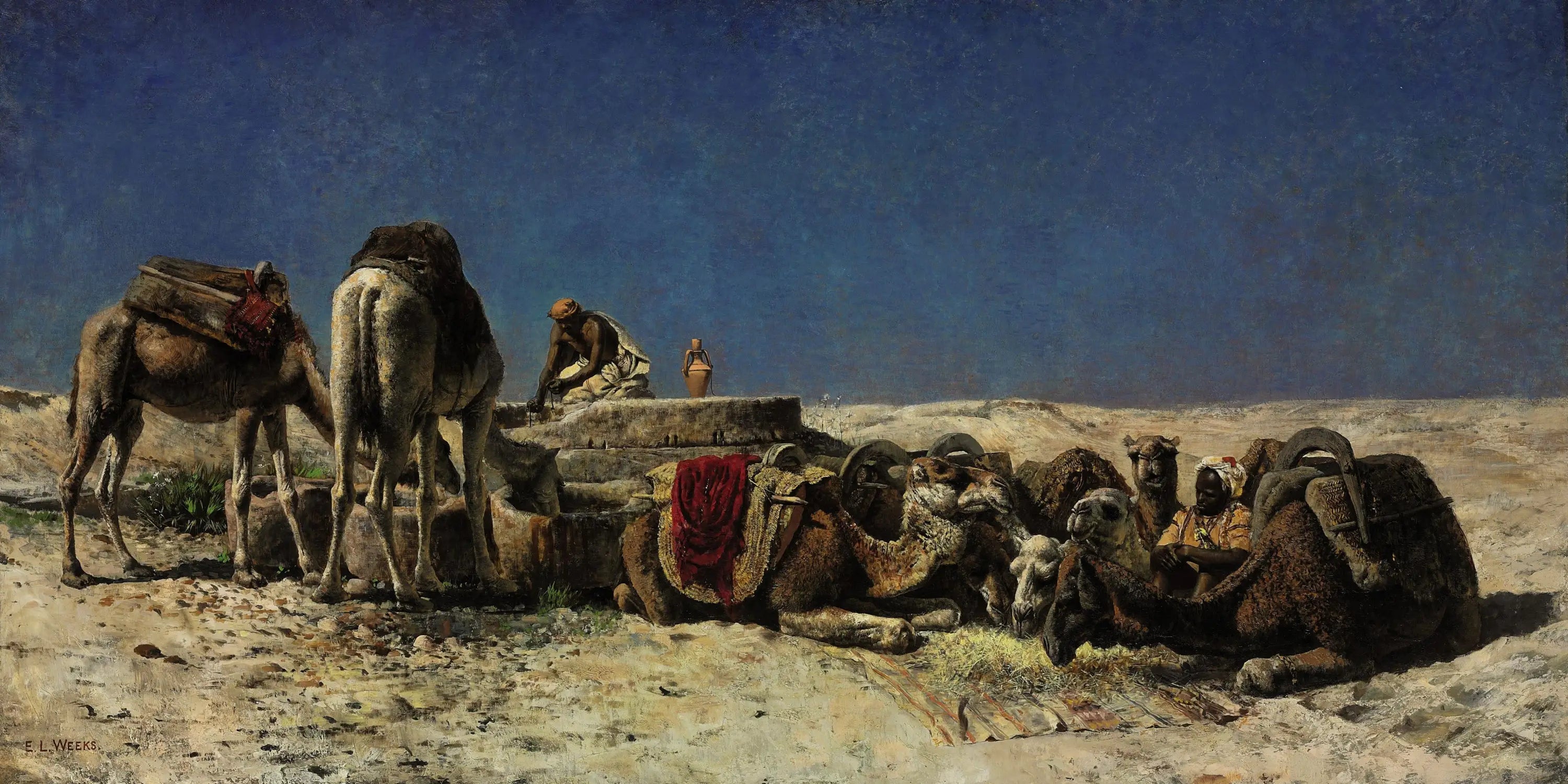 Chameaux à côté d’une citerne - Edwin Lord Weeks - Alpha Reproduction