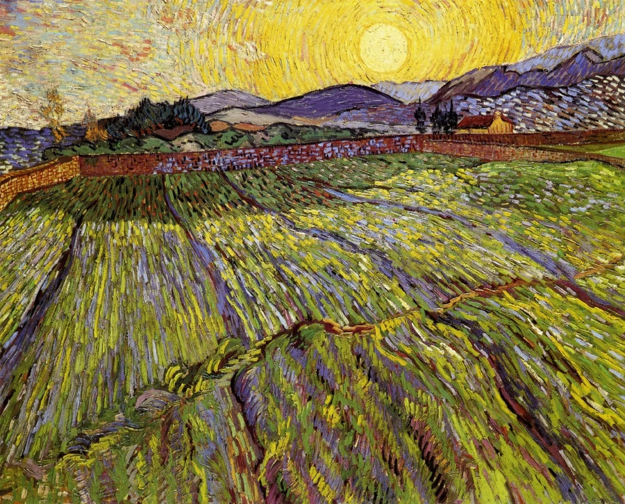 Suljettu kenttä auringon nousun kanssa - Vincent van Gogh