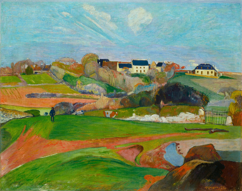 Pouldun kentät tai maisema Pouldussa - Paul Gauguin