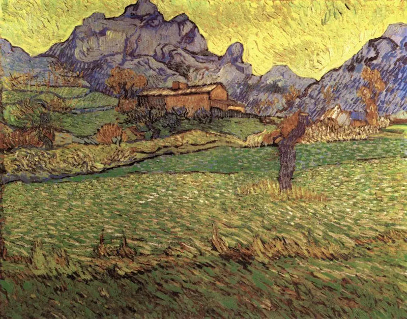Vehnäpelto vuoristomaisemassa - Vincent van Gogh