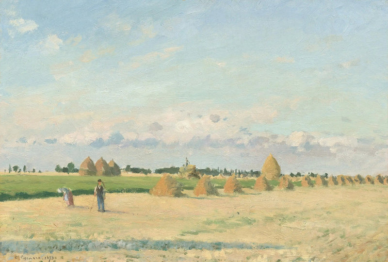 Avoimet pellot heinäkasoineen lähellä Pontoise - Camille Pissarro