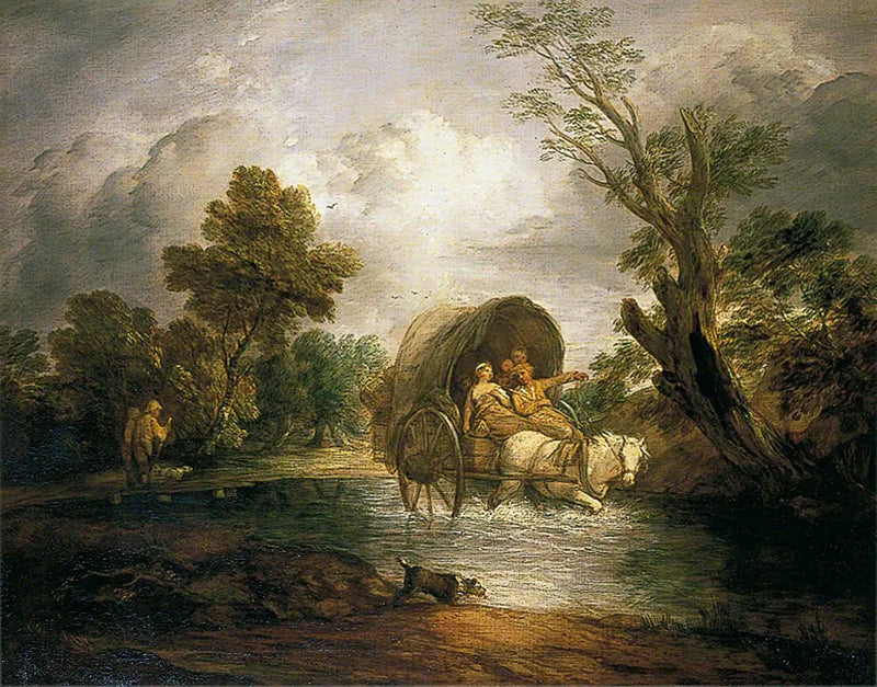 Maastokuorma-auto ylittämässä jokea - Thomas Gainsborough