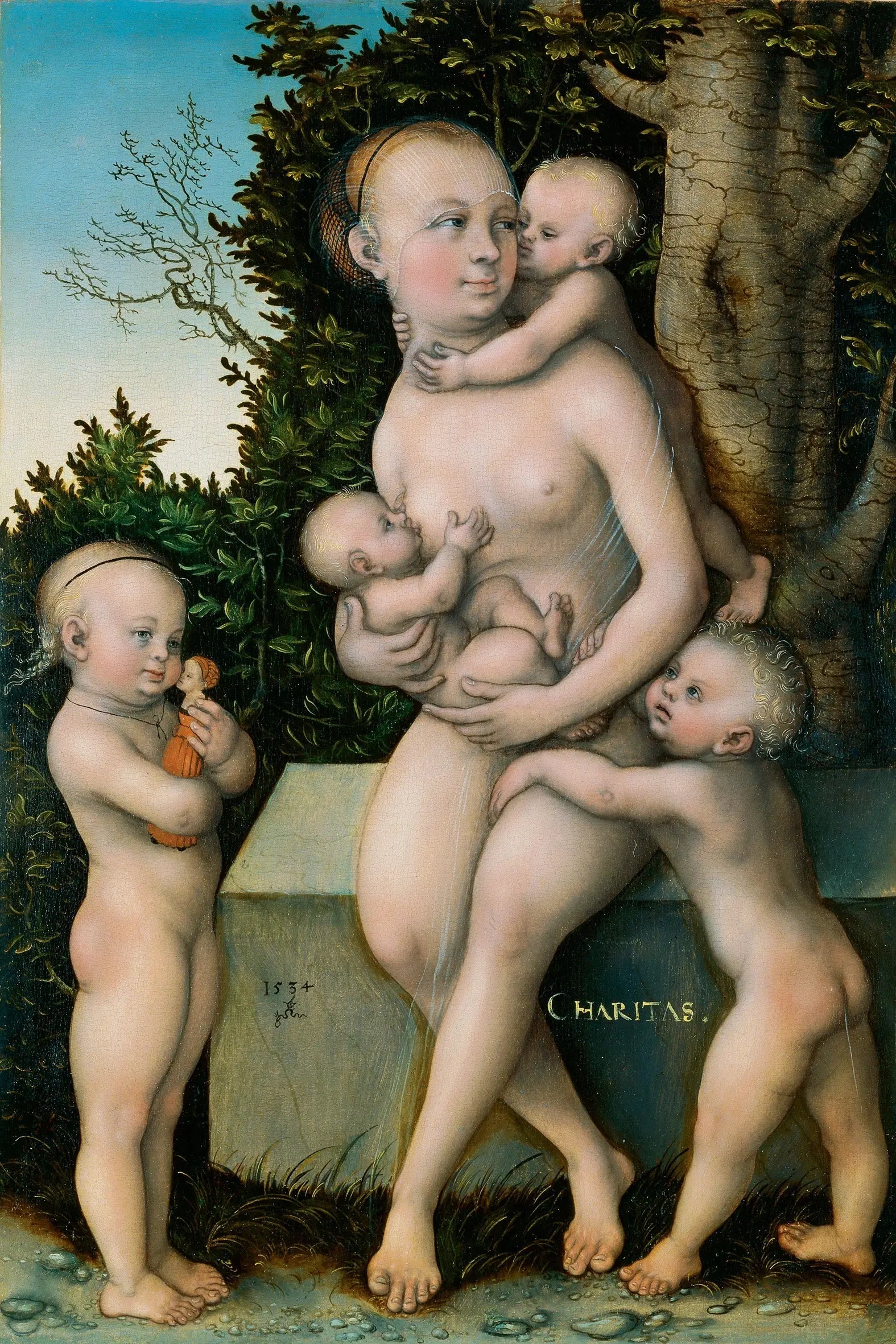 Charité - Lucas Cranach the Elder image 1 reproduction artisanale de tableau