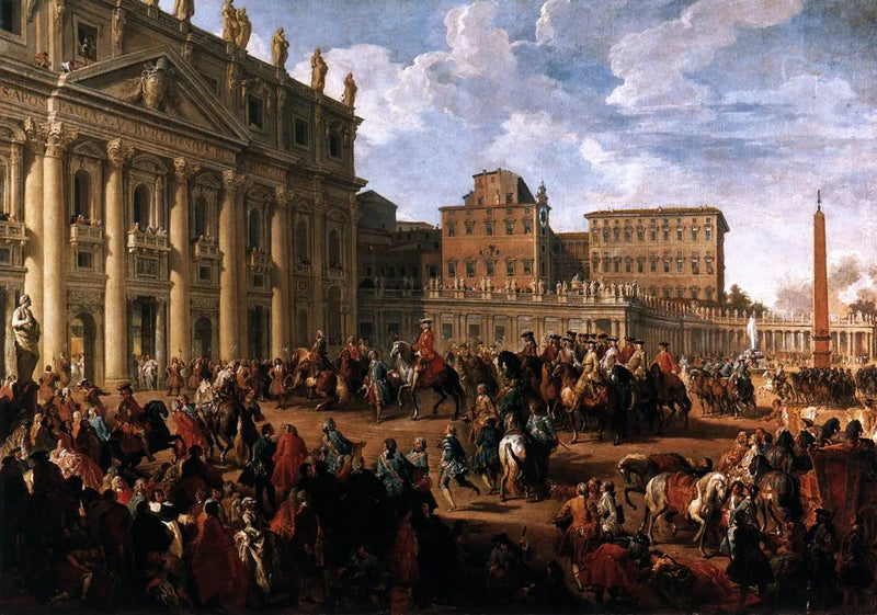Charles de Bourbon vierailee Pyhän Pietarin basilikassa - Giovanni Paolo Panini