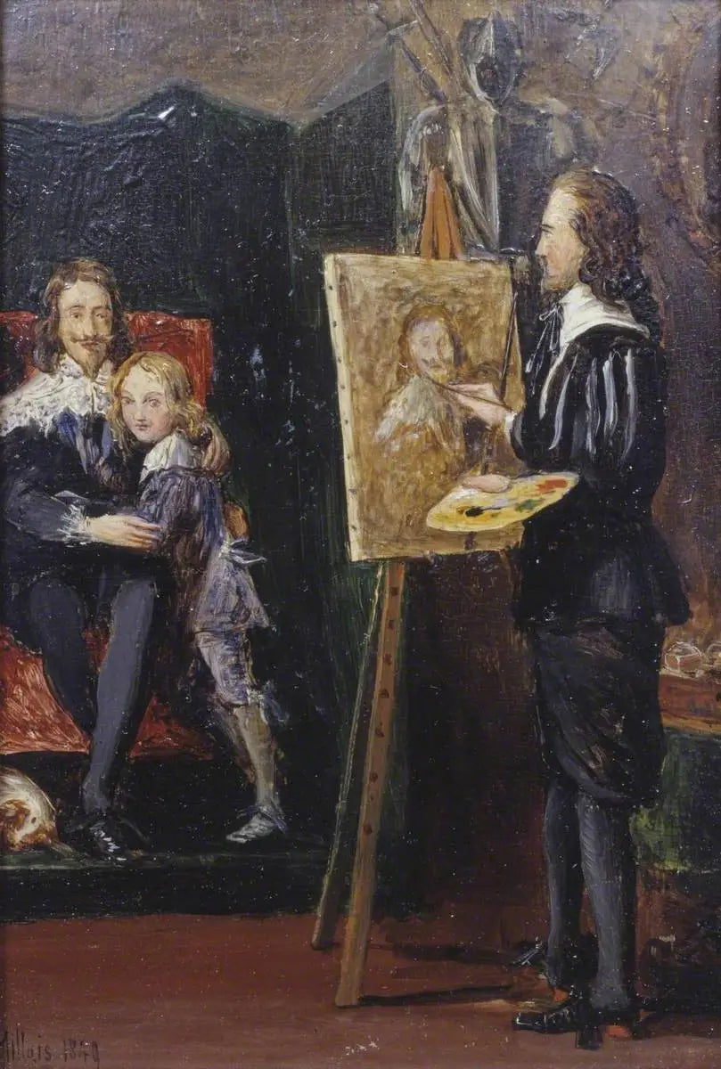 Kaarle I ja hänen poikansa Van Dyckin ateljeessa - John Everett Millais
