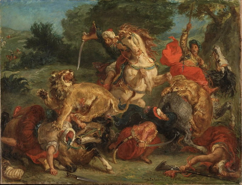 Leijonan metsästys - Eugène Delacroix