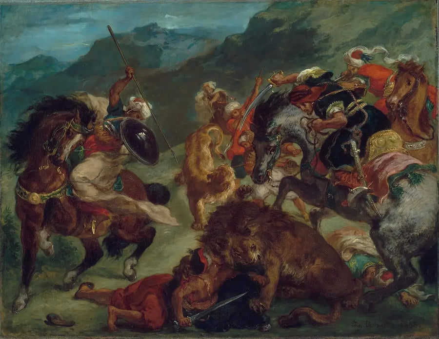 Leijonan metsästys - Eugène Delacroix