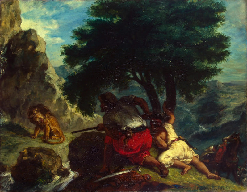 Leijonan metsästys Marokossa - Eugène Delacroix