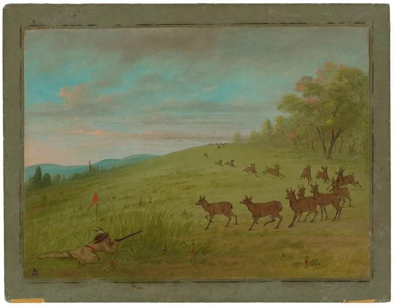 Antiloopin metsästys - Assinneboine - George Catlin