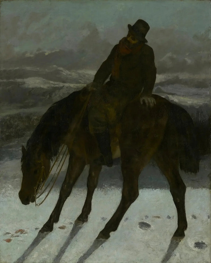Ratsastajametsästäjä jäljittämässä jälkeä - Gustave Courbet