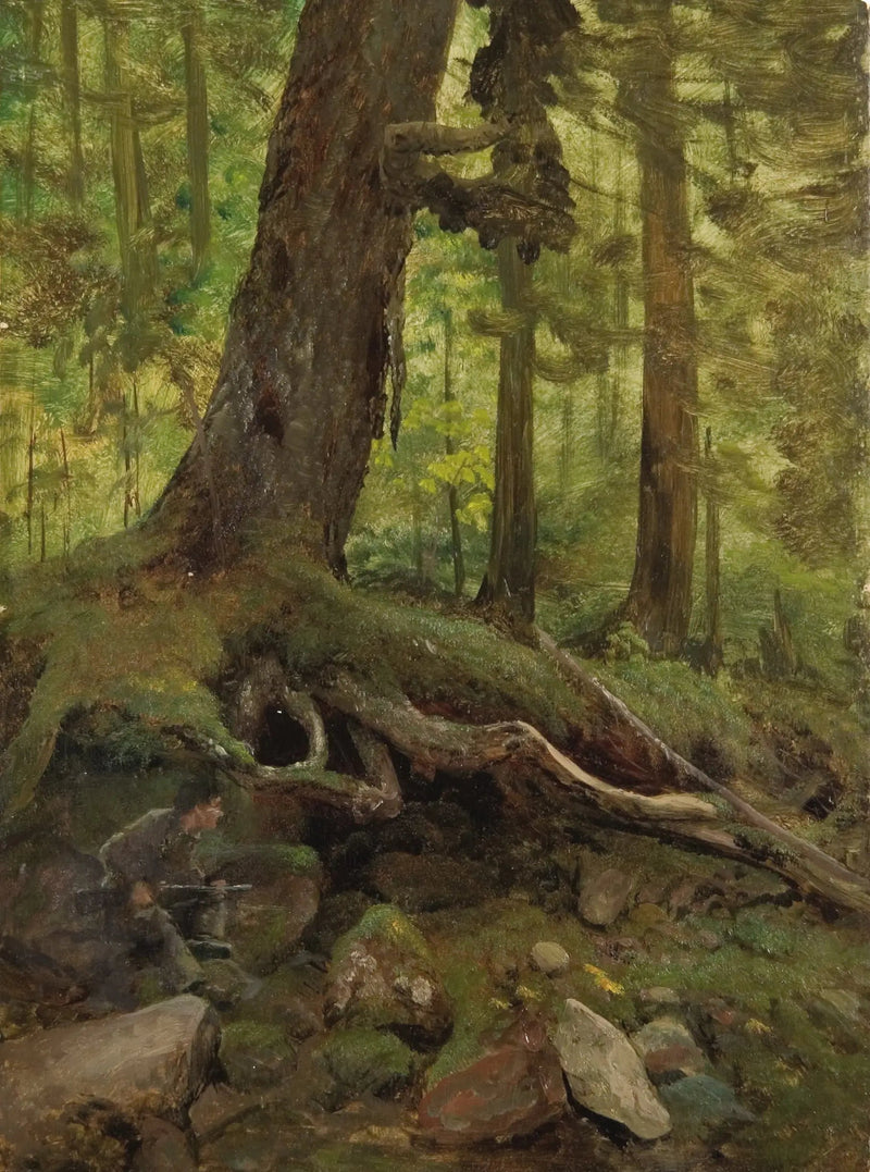 Metsästäjä Valkoisilla vuorilla lähellä Glen Housea - Albert Bierstadt