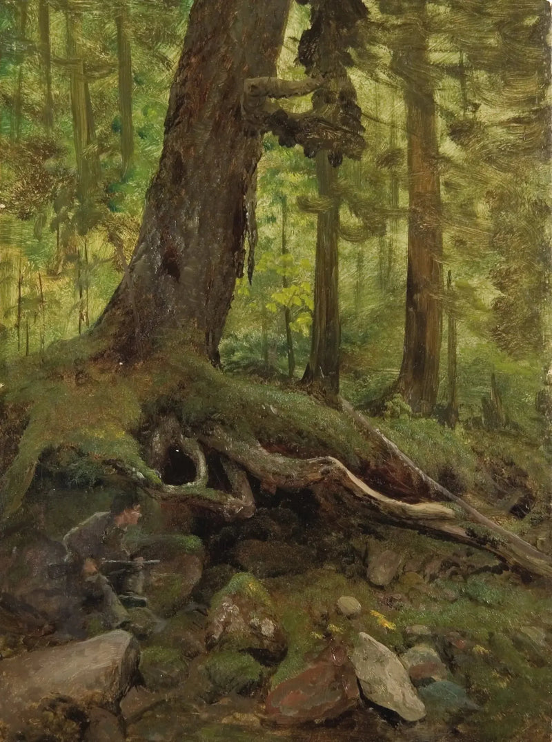 Metsästäjä Valkoisilla vuorilla lähellä Glen Housea - Albert Bierstadt