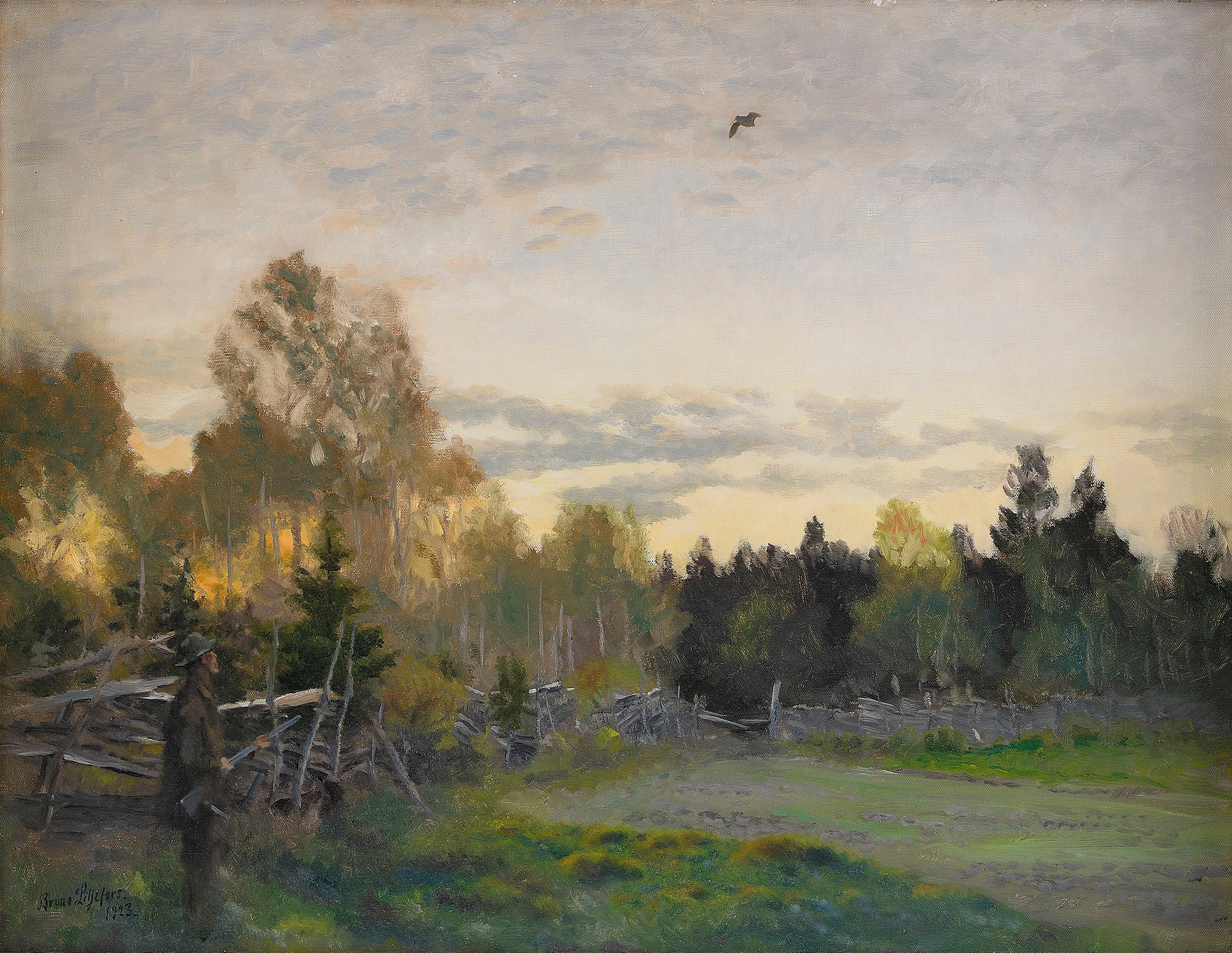 Chasseur dans un paysage d'automne - Bruno Liljefors image 1 reproduction réalisée par Alpha Reproduction