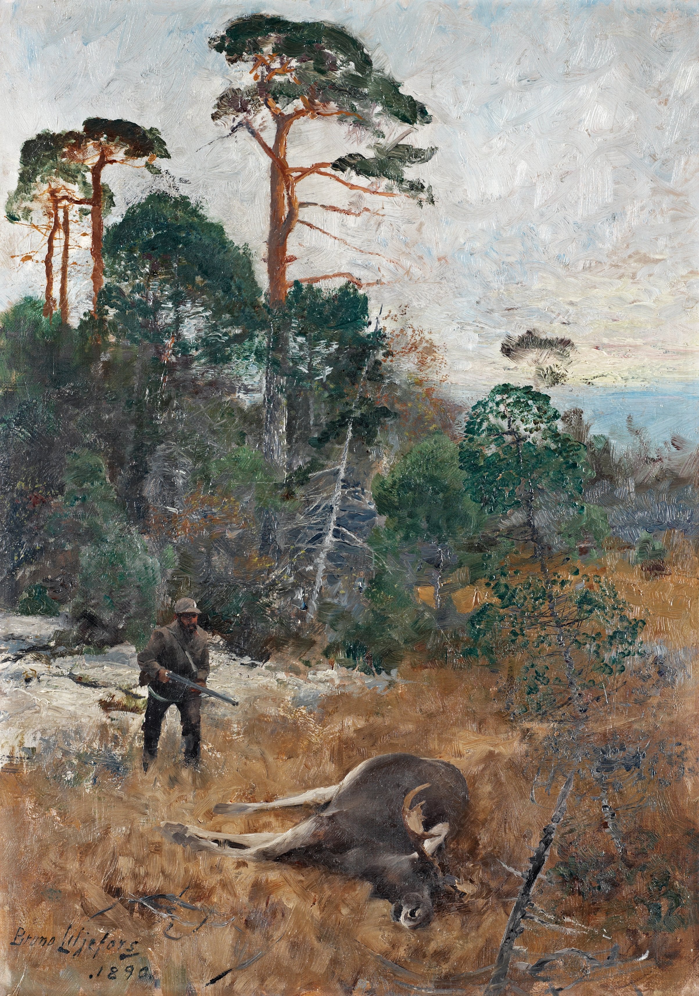 Hirvenmetsästäjiä aamunkoitteessa - Bruno Liljefors