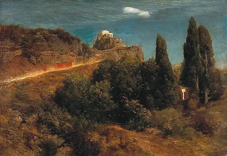 Vuoren linna hevosparaatin kanssa - Arnold Böcklin