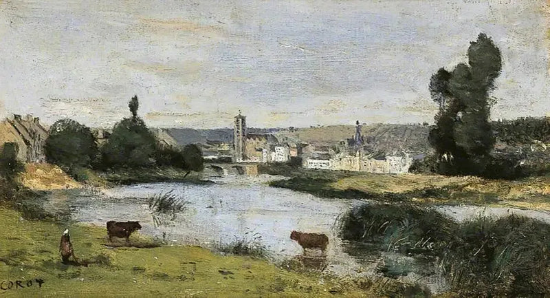 Château-Thierry. Yleiskuva Saint-Crépinin tornin kanssa - Jean-Baptiste Camille Corot