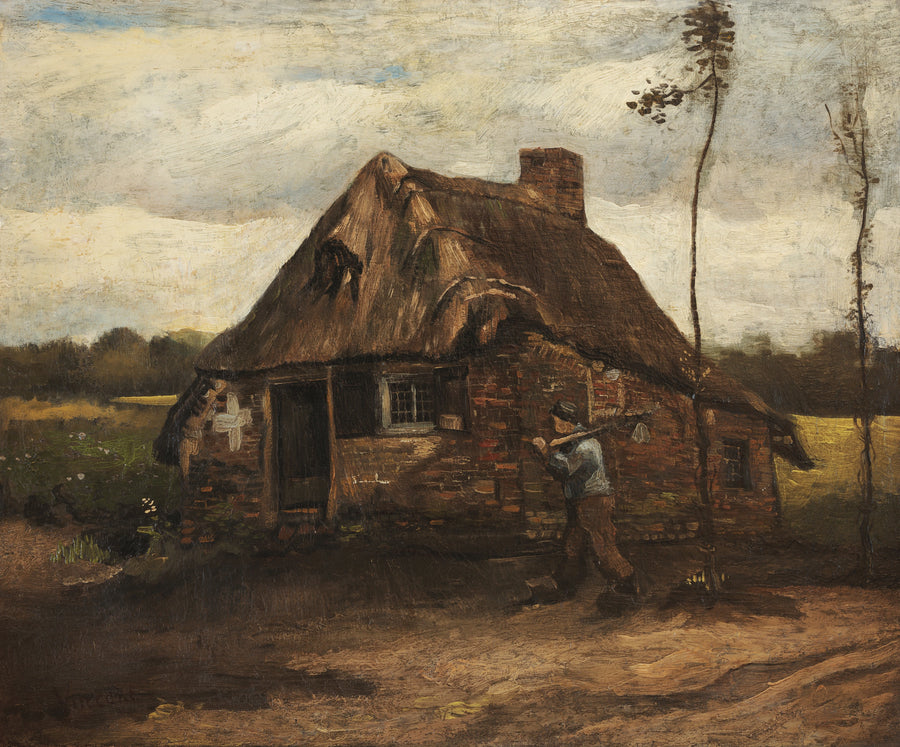 Maatilan kohtaus, jossa maanviljelijä palaa kotiin - Vincent van Gogh