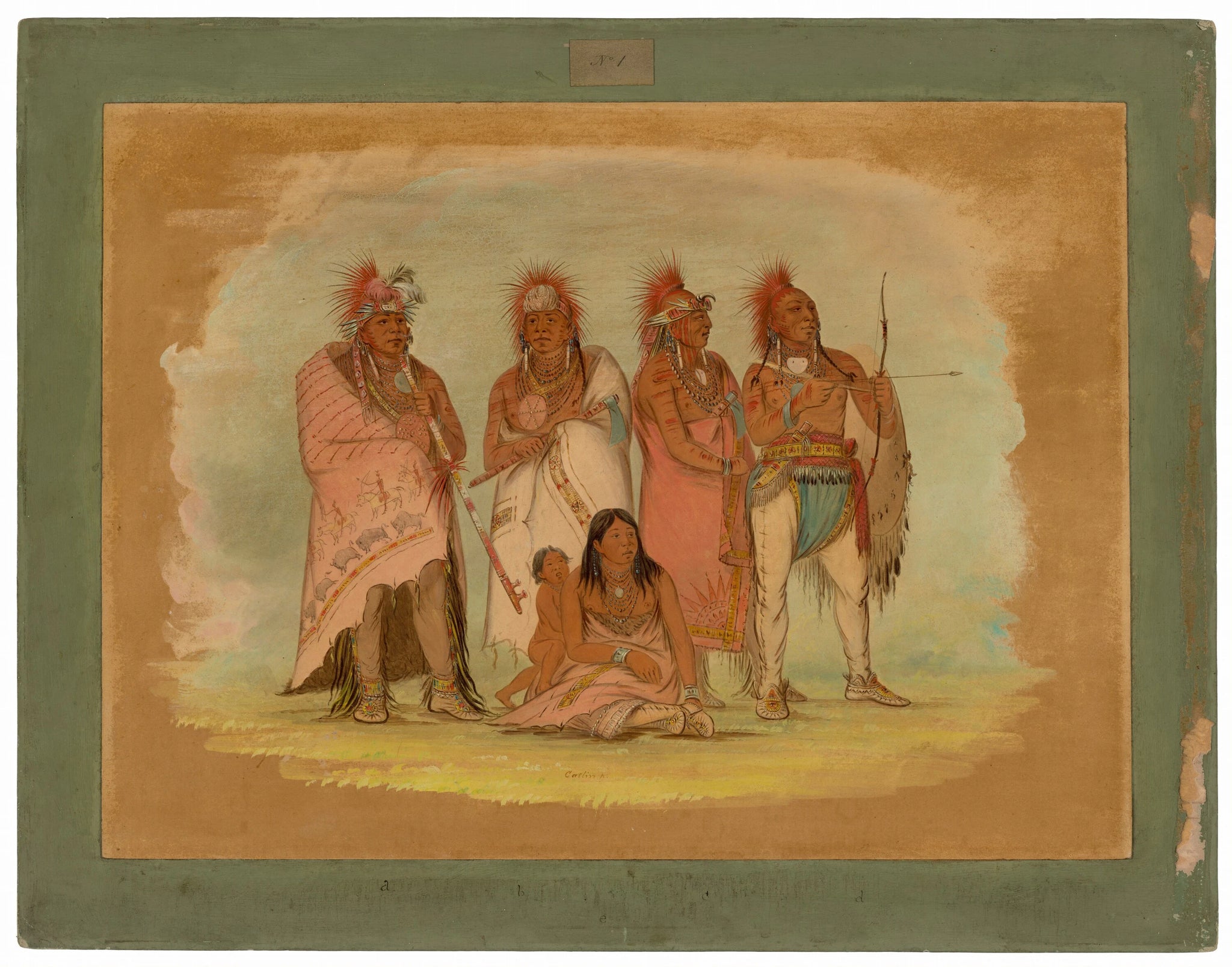 Chef et membres de la tribu Konza - George Catlin