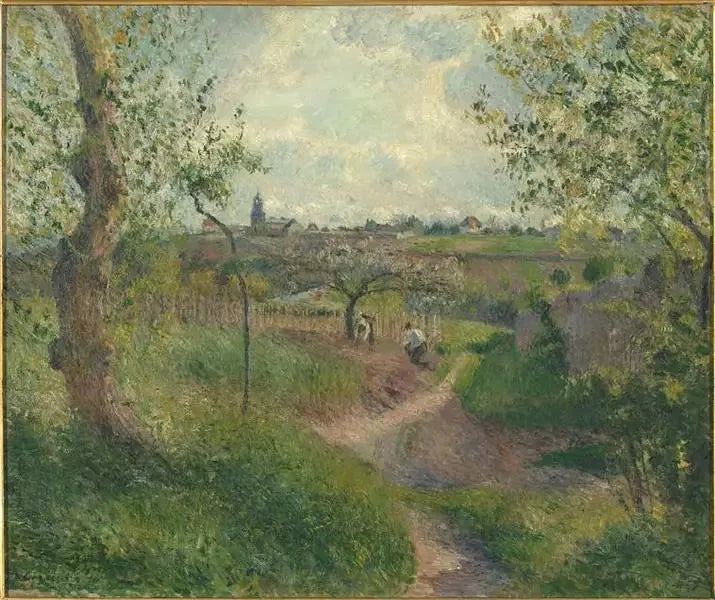nouseva polku peltojen halki. Groouettesin ranta. Pontoise - Camille Pissarro