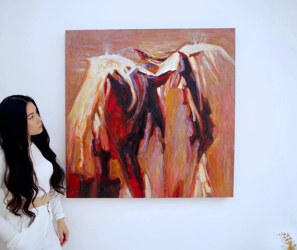 Cheval Abstrait | 100 x 100 cm image 2 copie peinte à la main à l’huile