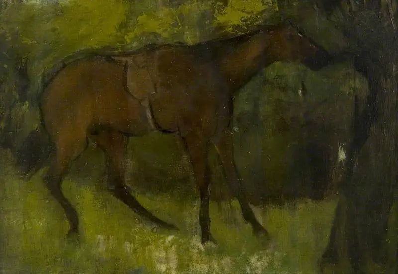 Hevonen kiinnitettynä puuhun - Edgar Degas