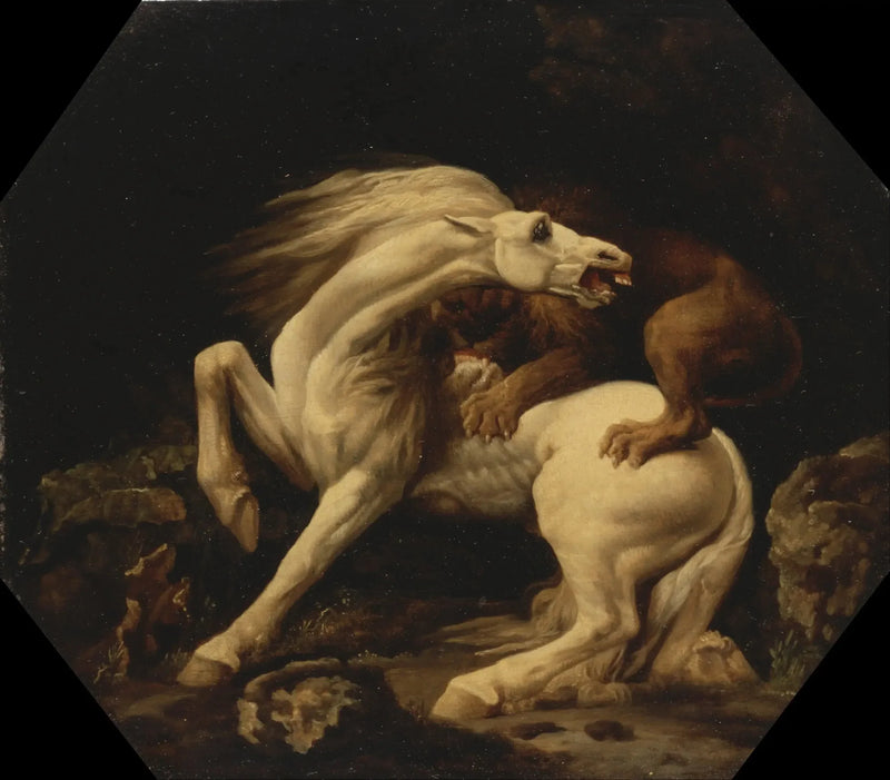 Hyökkäävä hevonen leijonan hyökkäyksessä (Jakso C) - George Stubbs