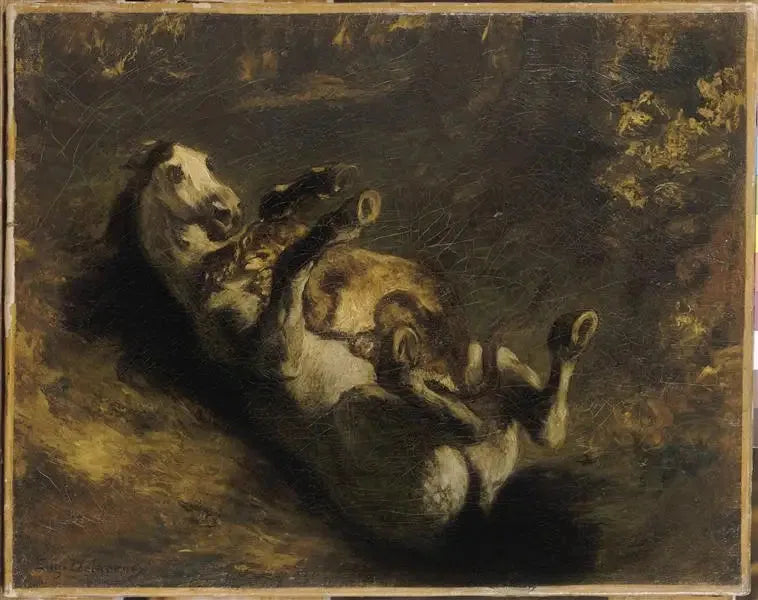 Leijonan hyökkäämä hevonen - Eugène Delacroix
