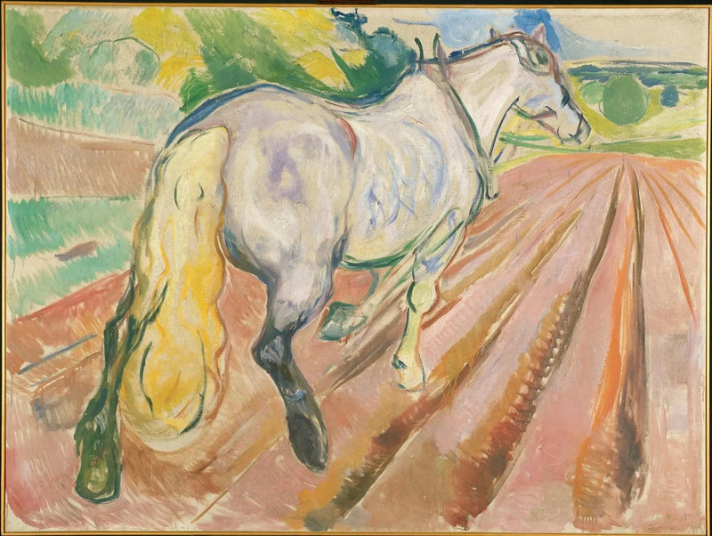 Valkoinen hevonen takaa - Edvard Munch