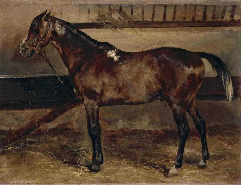 Ruskea hevonen tallissa - Théodore Géricault