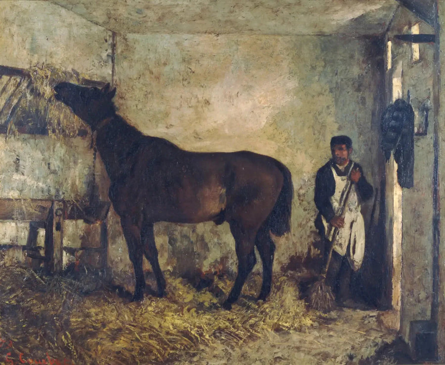 Hevonen tallissa - Gustave Courbet