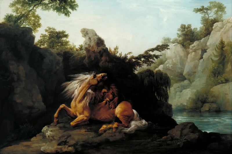 Hevonen syöksyssä leijonan kanssa - George Stubbs