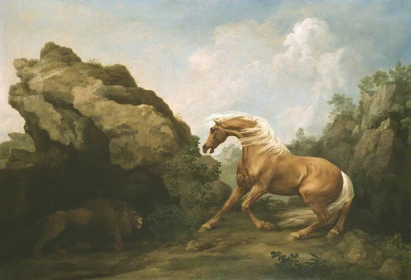 Pelästyneet hevonen leijonan edessä - George Stubbs