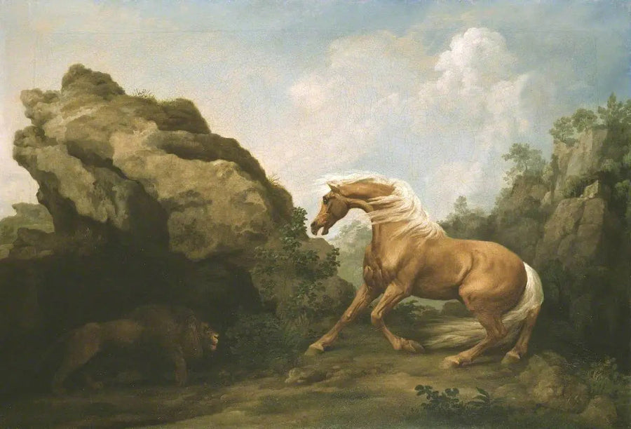 Pelästyneet hevonen leijonan edessä - George Stubbs