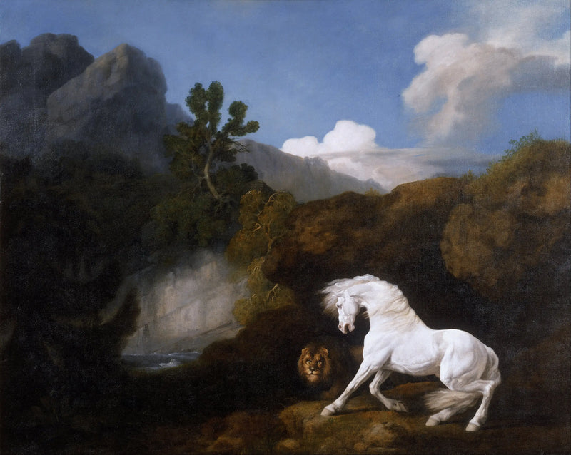Pelästyneet hevonen leijonan edessä - George Stubbs