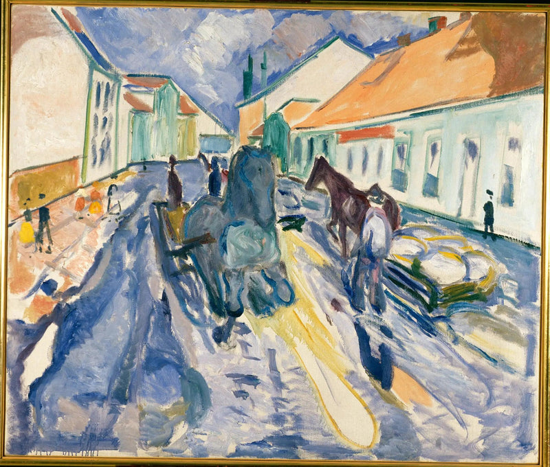 Hevonen pakattuna kadulle - Edvard Munch