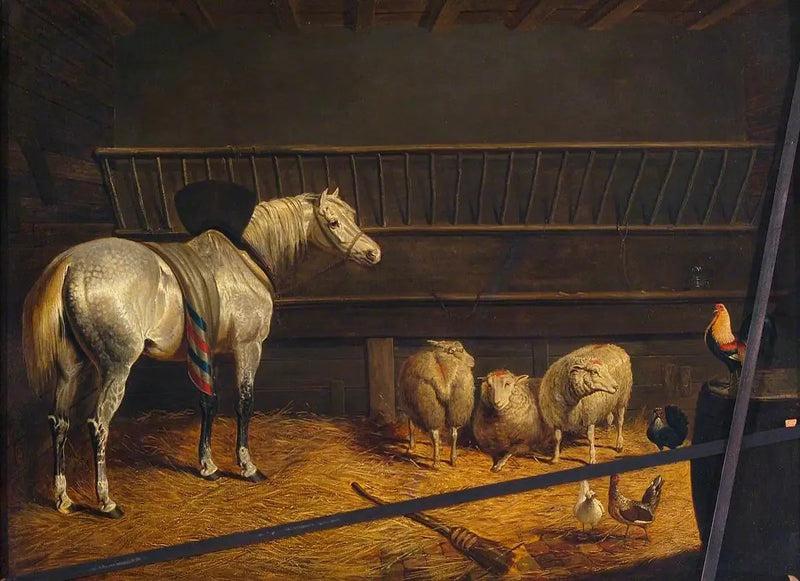 Harmaa hevonen tallissa - John Frederick Herring, Sr.