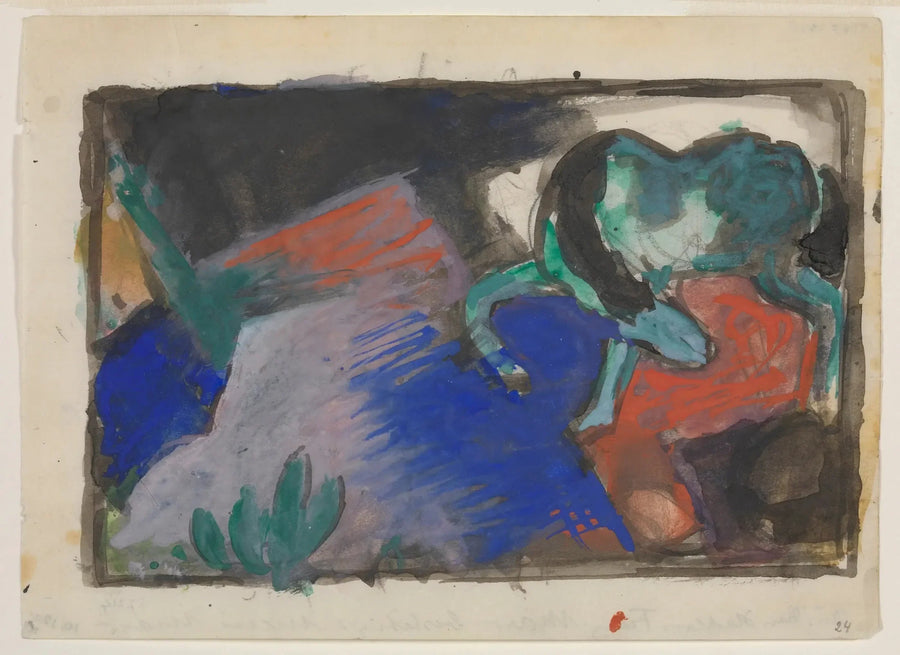 Vihreä hevonen maisemassa - Franz Marc