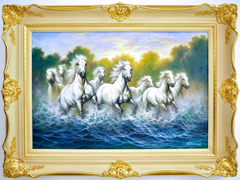 Valkoiset Hevoset ja Joet  | 90 x 60 cm