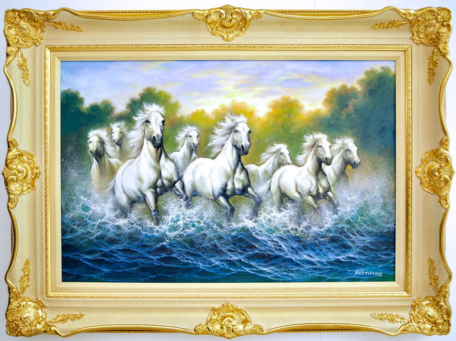 Valkoiset Hevoset ja Joet  | 90 x 60 cm