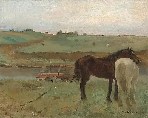 Hevoset niityllä - Edgar Degas