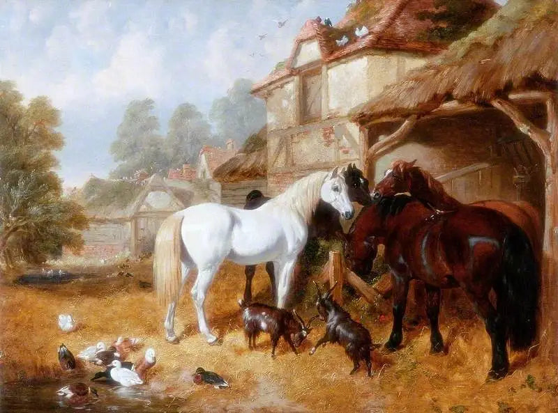 Hevosia maatilan pihalla - John Frederick Herring, Sr.